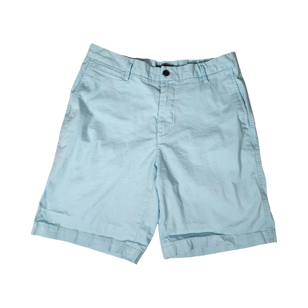 Lands End Mens 31 Traditional Fit Chino Shorts Light Blue Stretch Cotton 9
